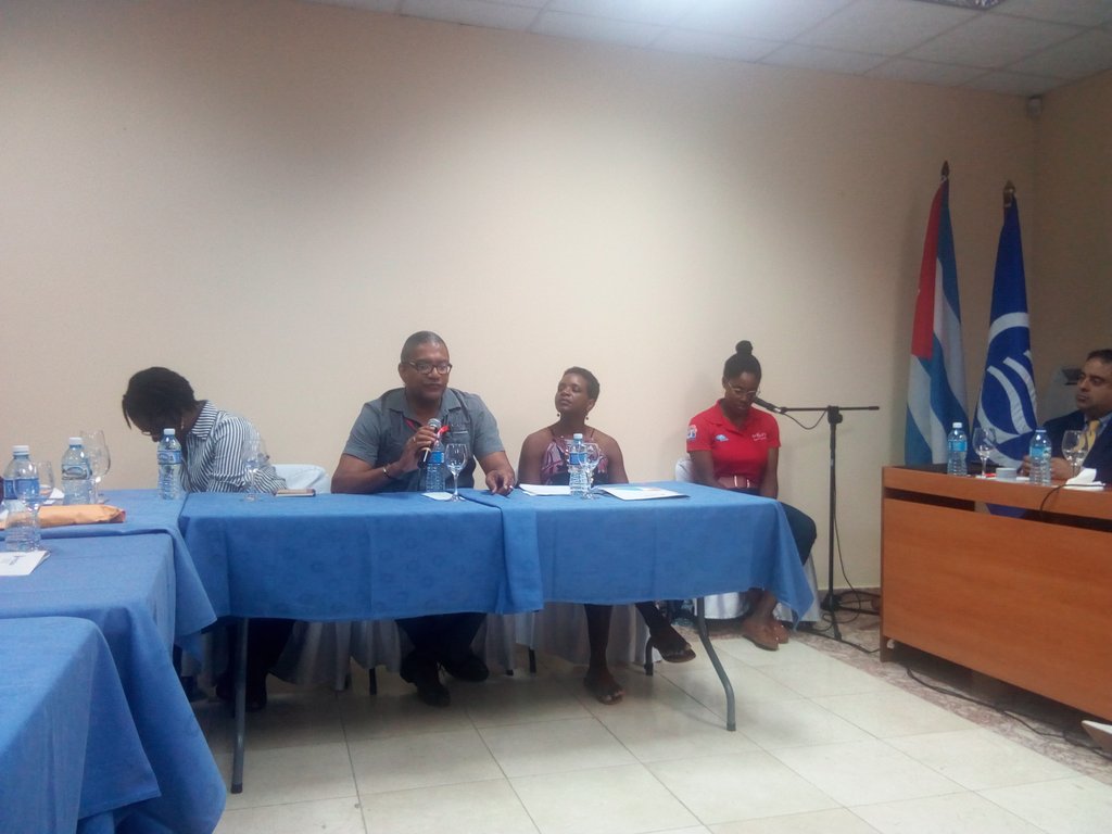 Ministro de #SantaLucía John Bradley Felix interviene en Foro de organizaciones promotoras del comercio y las inversiones. #ExpoCaribe2019 @pro_cuba @ACS_AEC @MINCEX_CUBA