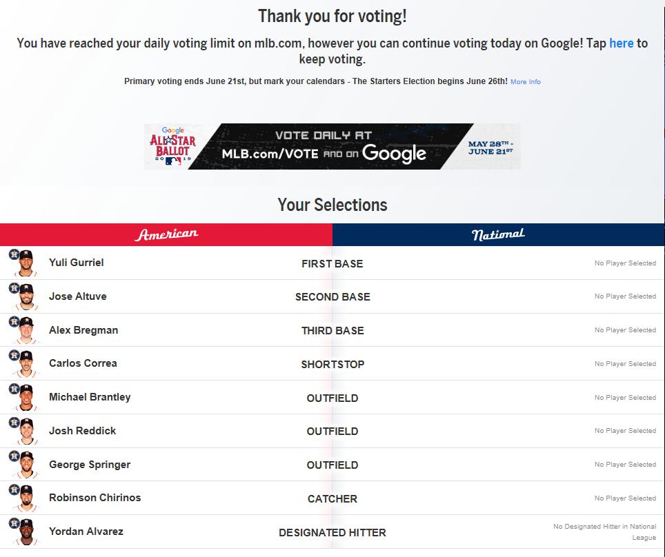 Houston Astros on Twitter "Today's the last day of the Primary Vote