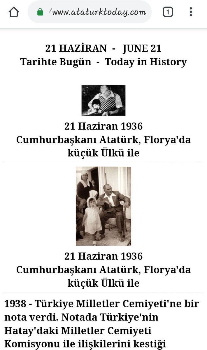 Buna bayıldım. Takvimin üzerinde hangi güne tıklarsanız Atatürk'ün o gün yaptıkları çıkıyor. Mesela bugün Ülkü ile Florya'daymış. 😍 

ataturktoday.com/Takvim/2019Ata…