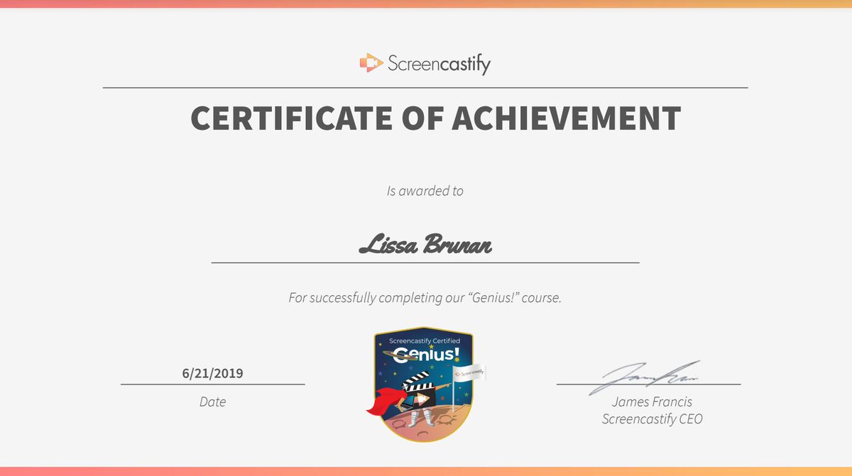 🧐 Spent my morning becoming a #ScreencastifyGenius! 🏆👍🎬 Thanks for the opportunity to learn more @Screencastify & @alicekeeler! Love all the ideas on how you can use #Screencastify with @GoogleForEdu! ❤💛💚💙 #gttribe #eduducttape #engagingTECHniques