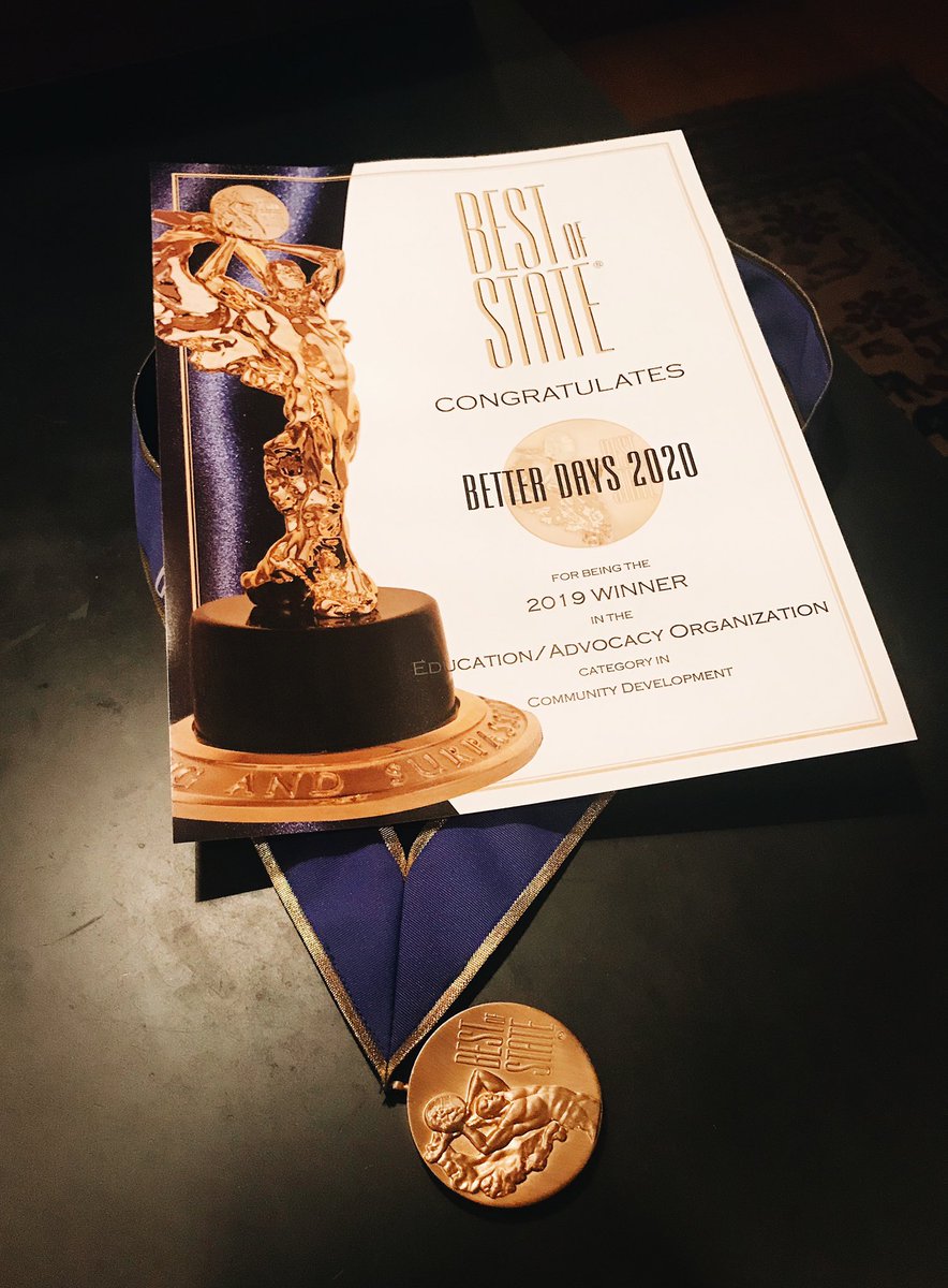 BetterDays2020's tweet photo. We are honored to have won @BestOfState two years in a row! https://t.co/mAMLl14jew