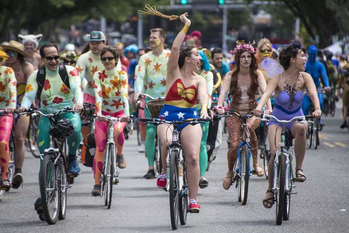 Ho parade, naked solstice bike ride, 2016 seattle festival Body art