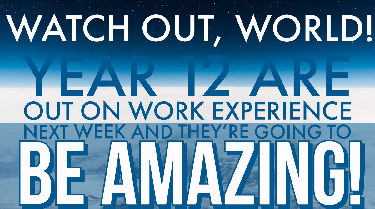 Wrothamsixth's tweet photo. Have a wonderful week, everyone! Remember to be reflective about what you do and see, take every opportunity and be thankful for their time and expertise. Show why they were right to give you this chance and why we're so proud of you! #workexperience #wrothamsixthform https://t.co/0yEjOnGXUU
