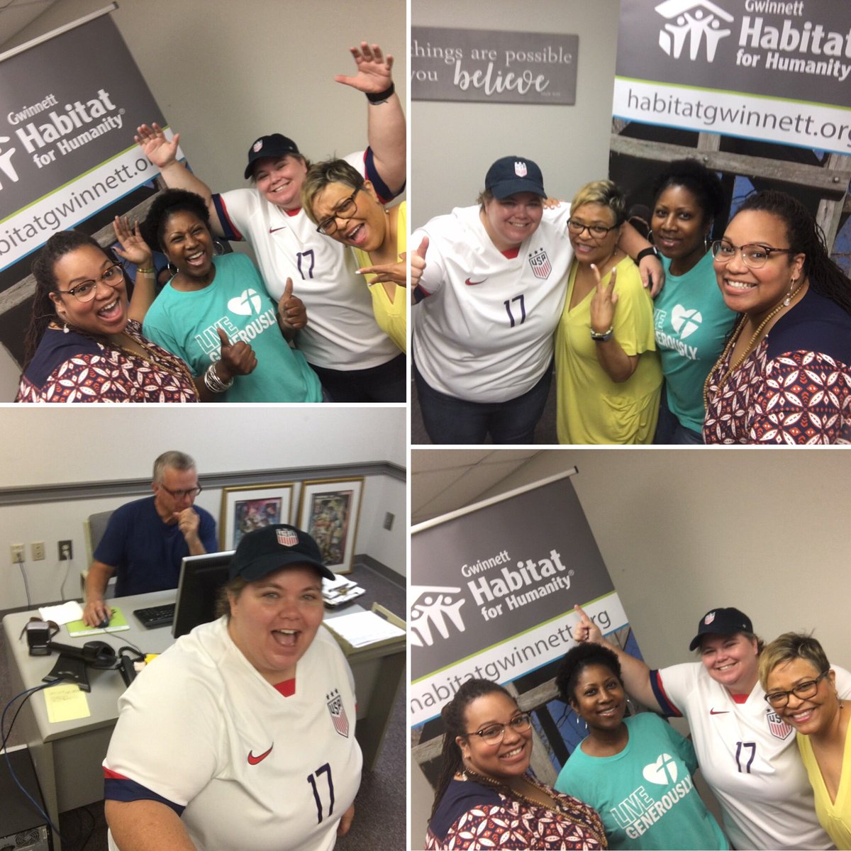 HabitatGwinnett's tweet photo. First day of summer and National Selfie Day! Here at Gwinnett Habitat, we are ready for both! Happy Friday☀️📸. 

#FirstDayofSummer #SummerSolstice #NationalSelfieDay #OfficePhoto #GwinnettHabitat #FridayFun https://t.co/jDv3MEujGN