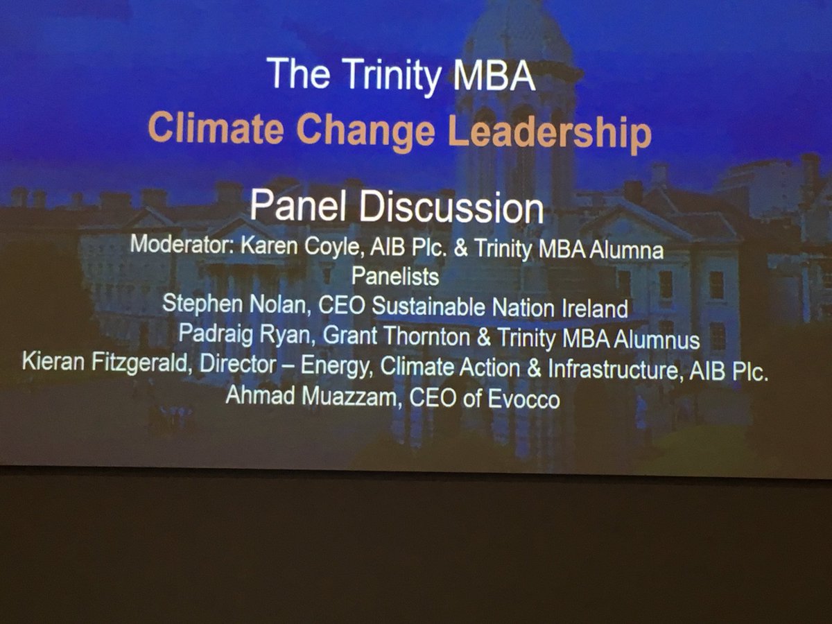 GrainneMadden's tweet photo. Just one of the fab sessions at The Business of Climate Change event organized by #trinityMBA students https://t.co/ce9mVIHPxb
