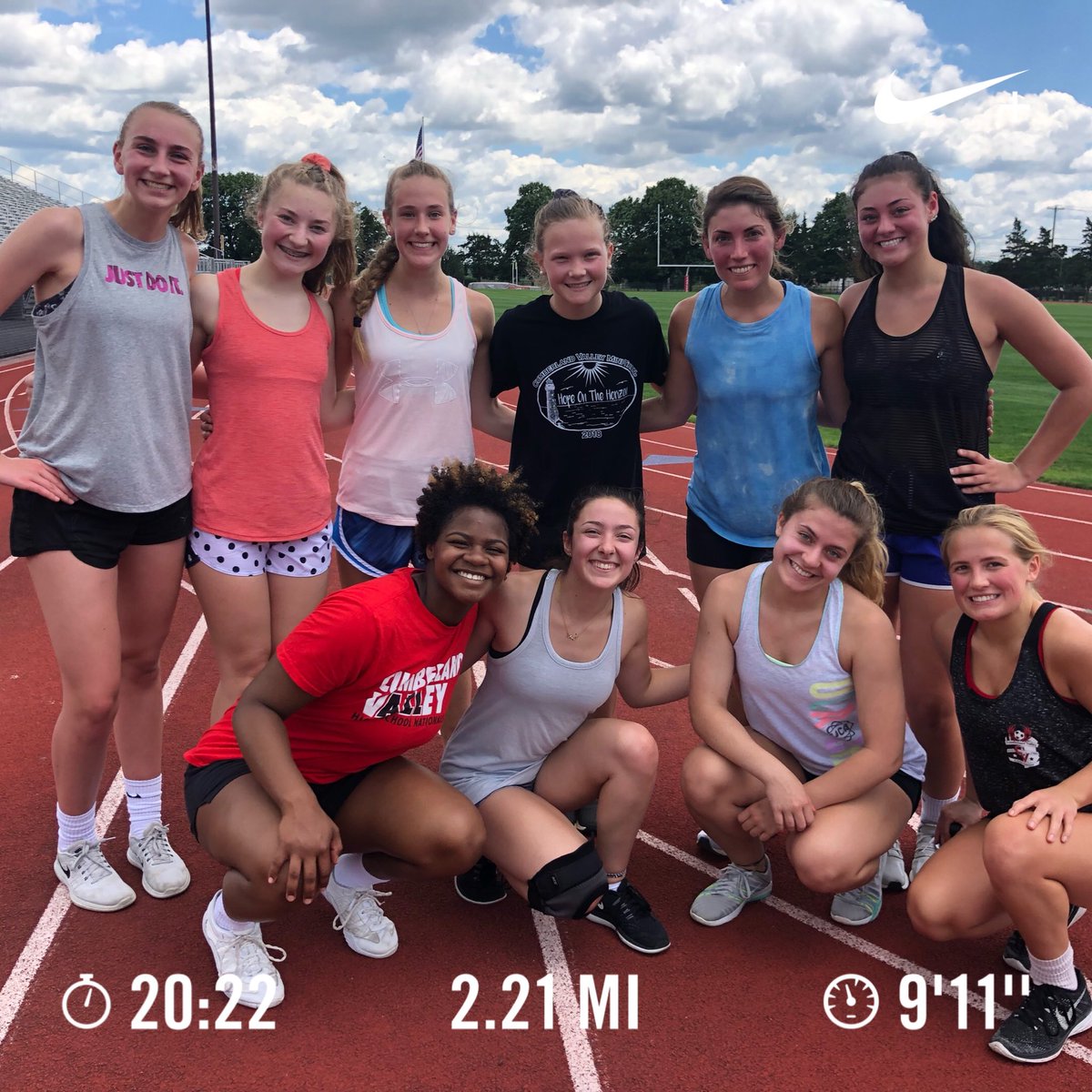 Today’s track workout with these fit ladies! #stronggirls #FridayMotivation #fridayfitness #exercise #workout #cheer #cheerleading #trackworkout