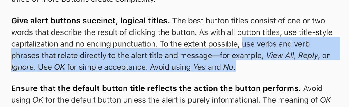 floriansimon's tweet photo. @affinitybyserif Love your apps! I think, the user experience could be easily improved by sticking to Apple‘s Human Interface Guidelines. e.g. using verbs instead of No/[Yes] as well as making the non-destructive option default. 

https://t.co/BVLdFq4aEK https://t.co/LuZjnontXt