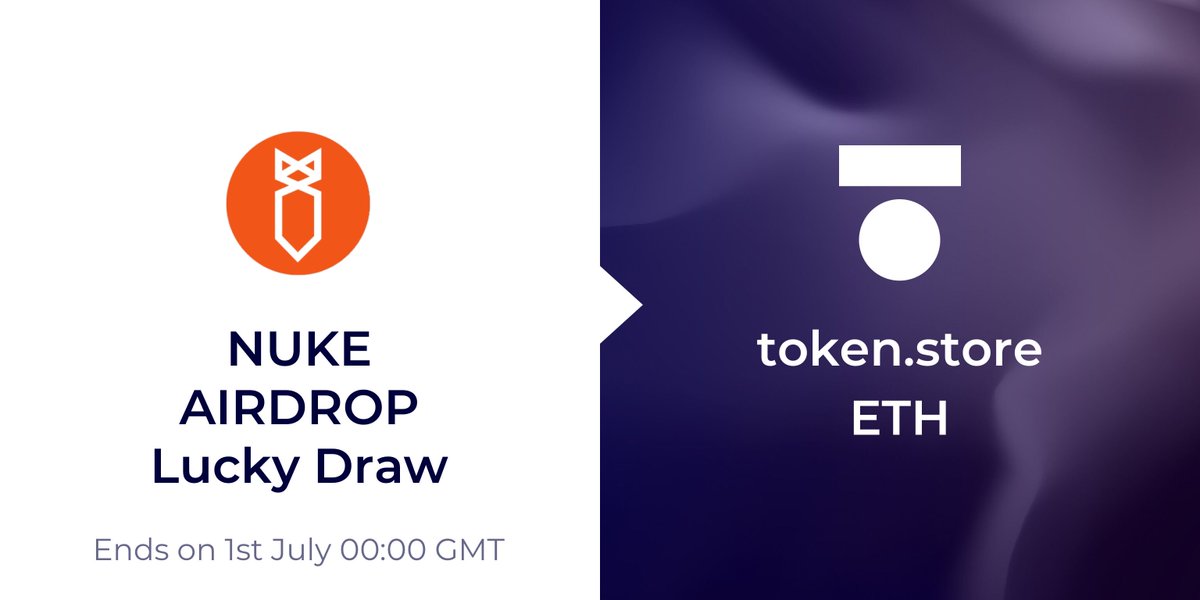 TokenDotStore's tweet photo. Lucky Draw #Airdrop of 5000 $NUKE to 50 people! 
To enter: 
1) Follow @TokenDotStore and @NukeToken 
2) Retweet and tag friends 
3) Enter #ETH wallet address here: https://t.co/NqWzorz2Xp

Entries close on 1st July, when 5000 #NUKE is divided between 50 random winners! https://t.co/fKlp26a55i