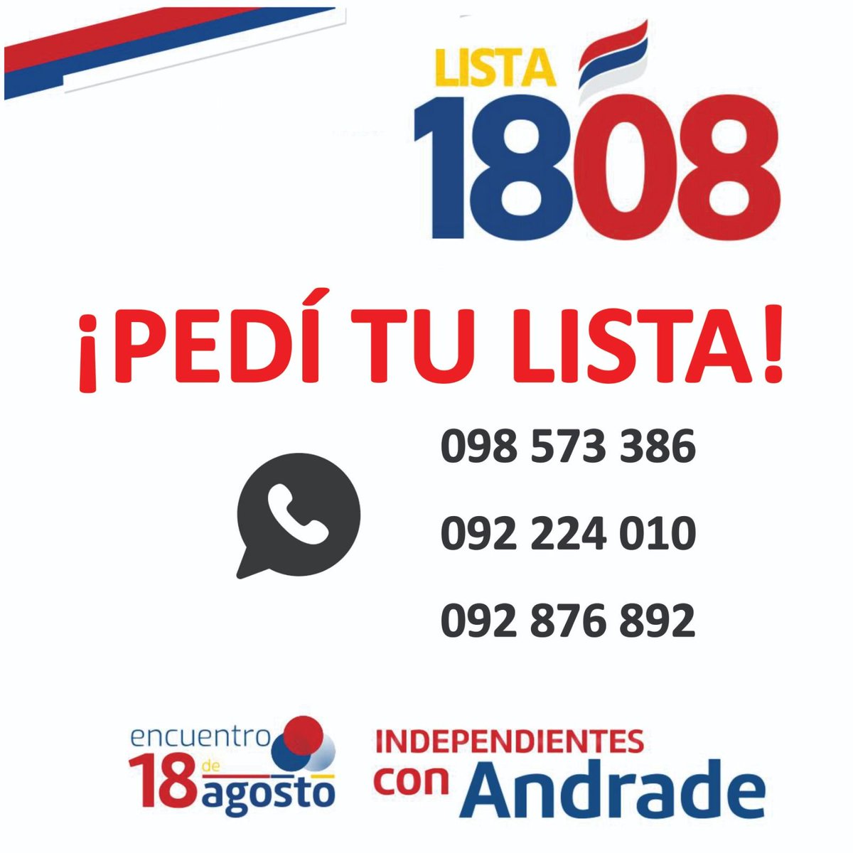 encuentro1808's tweet photo. Independientes con Andrade.
No nos vas a ver en la TV, pero estamos donde hay que estar: peleando por seguir construyendo un Frente Amplio unido y con base en el movimiento popular.
Queda poco para el 30J vamos con #AndradePresidente y los #IndependientesConAndrade
#Lista1808 https://t.co/fF8Ct2Upq6