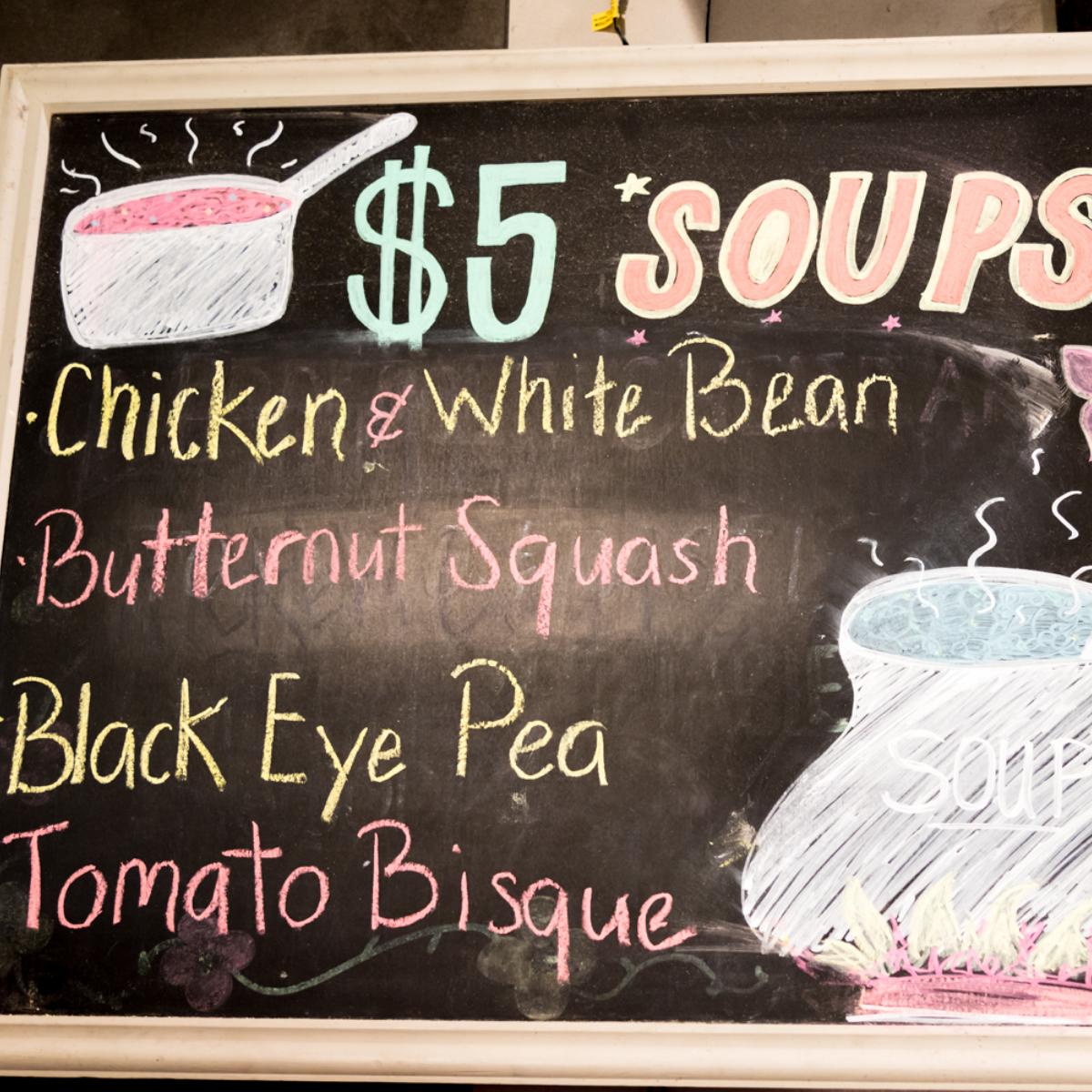 Don't forget to check out our chalkboard and daily soup menu. 🥣