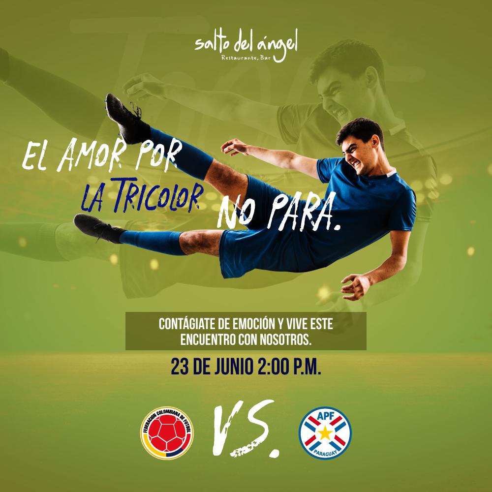 SALTODELANGEL's tweet photo. Un nuevo salto tricolor nos llena de emoción y somos el lugar perfecto para vivirlo. Reserva al 310 785 6212 🇨🇴 vs 🇵🇾 https://t.co/6JjF1T7cHq