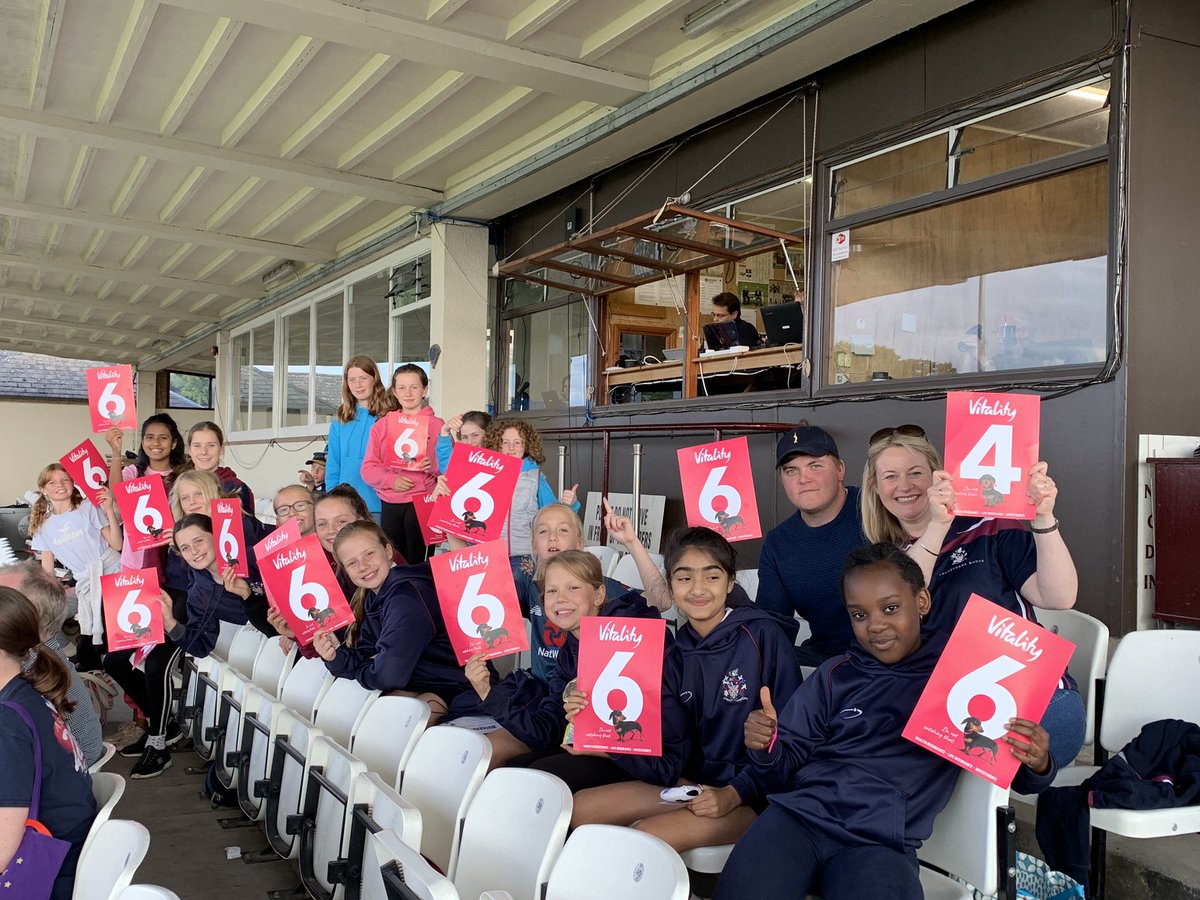 The young ladies of @swanbournehouse are in attendance of the 2nd <a href="/Vitality_UK/">Vitality UK</a> T20I at Northampton 
#WIWomen #ItsOurGame