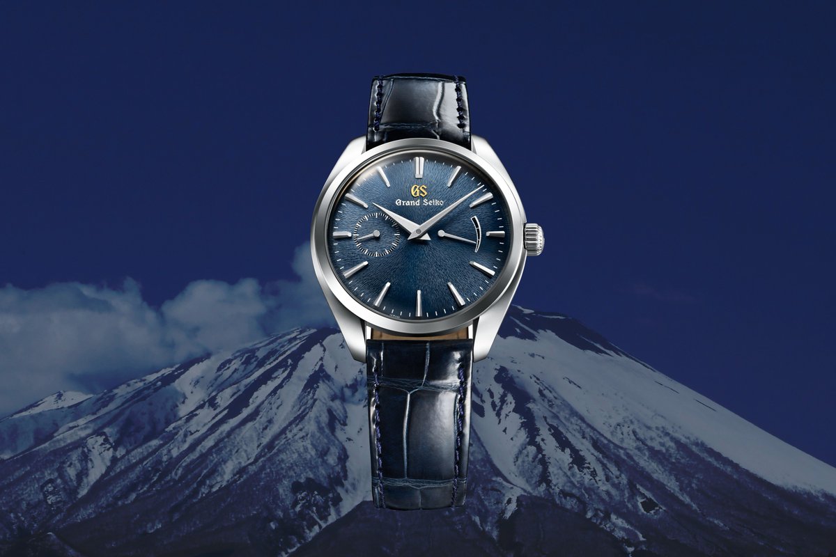 grandseikousa's tweet image. The Mt. Iwate pattern #SBGK005 reveals the watchmakers’ pride in the natural beauty surrounding the Shizukuishi Watch Studio. Emanating a classic, meticulously contoured look, the dial is curved, and the minute and power reserve indicator hands are bent in harmony #NatureofTime