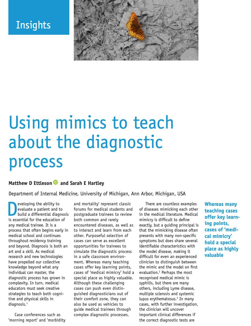drjamesboyle's tweet photo. New @ClinicalTeacher: To be aware of #medical_mimics is to combat #cognitive_biases & embrace fluid nature of the #diagnostic_process @UK_CReME @ImproveDX @rakeshspatel @Cooper00Nicola @andrewolsonmd @sherbino @drjfrank @Jon_Ilgen @PaulBerglMD @boedudley https://t.co/DvPrSBW2zU https://t.co/OG1VoOS16v