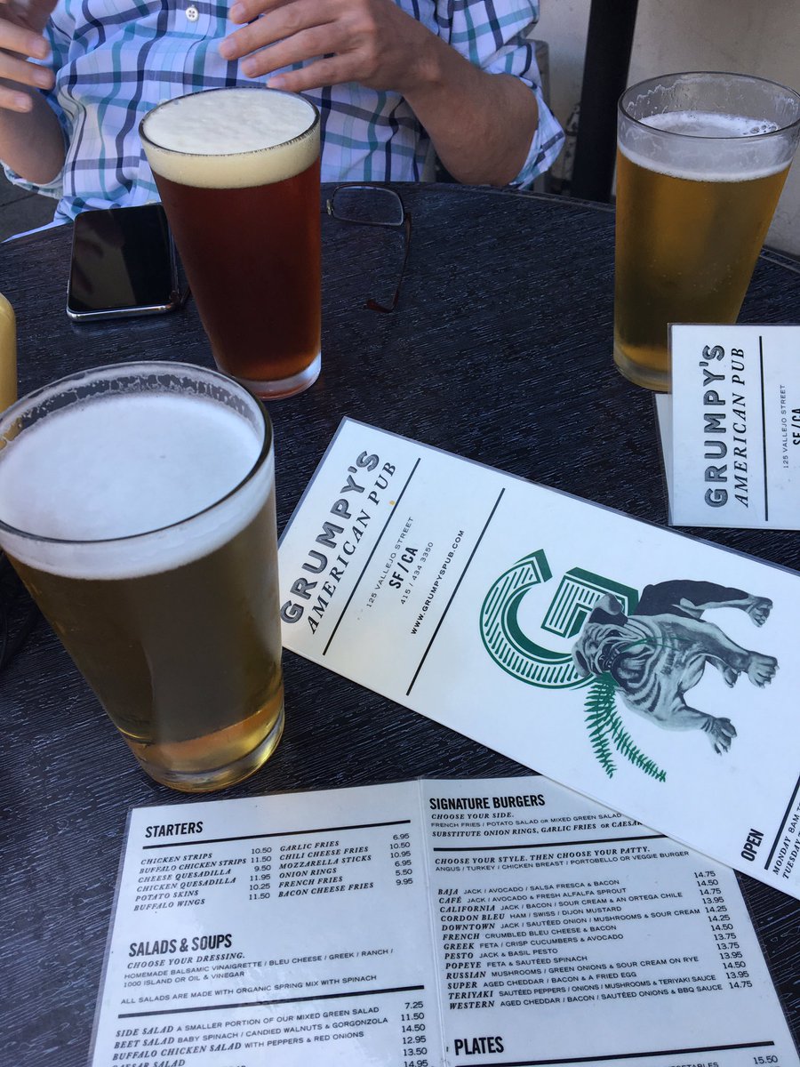 3guysdrinkin's tweet photo. Friday Lunch. #GrumpysSF Cheers boys. πΊπ https://t.co/emgIDkbHYn