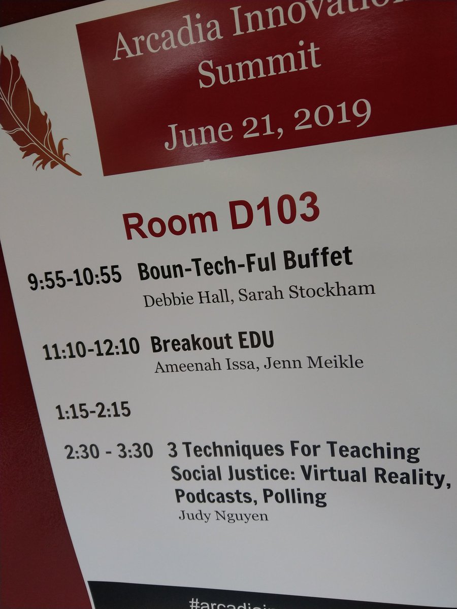 You never know what you can do until you try. So thankful to present with @StockhamSarah at #ArcadiaInnovation today. Our 'Boun-TECH-ful Buffet' prez was well received by teachers.