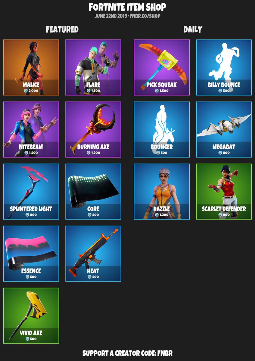 Fnbr Co On Twitter Fortnite Item Shop For June 22nd 2019 Https T Co Nxpckxmqqb Use Creator Code Fnbr If You D Like To Support Us Https T Co R2hkbur4wz Twitter