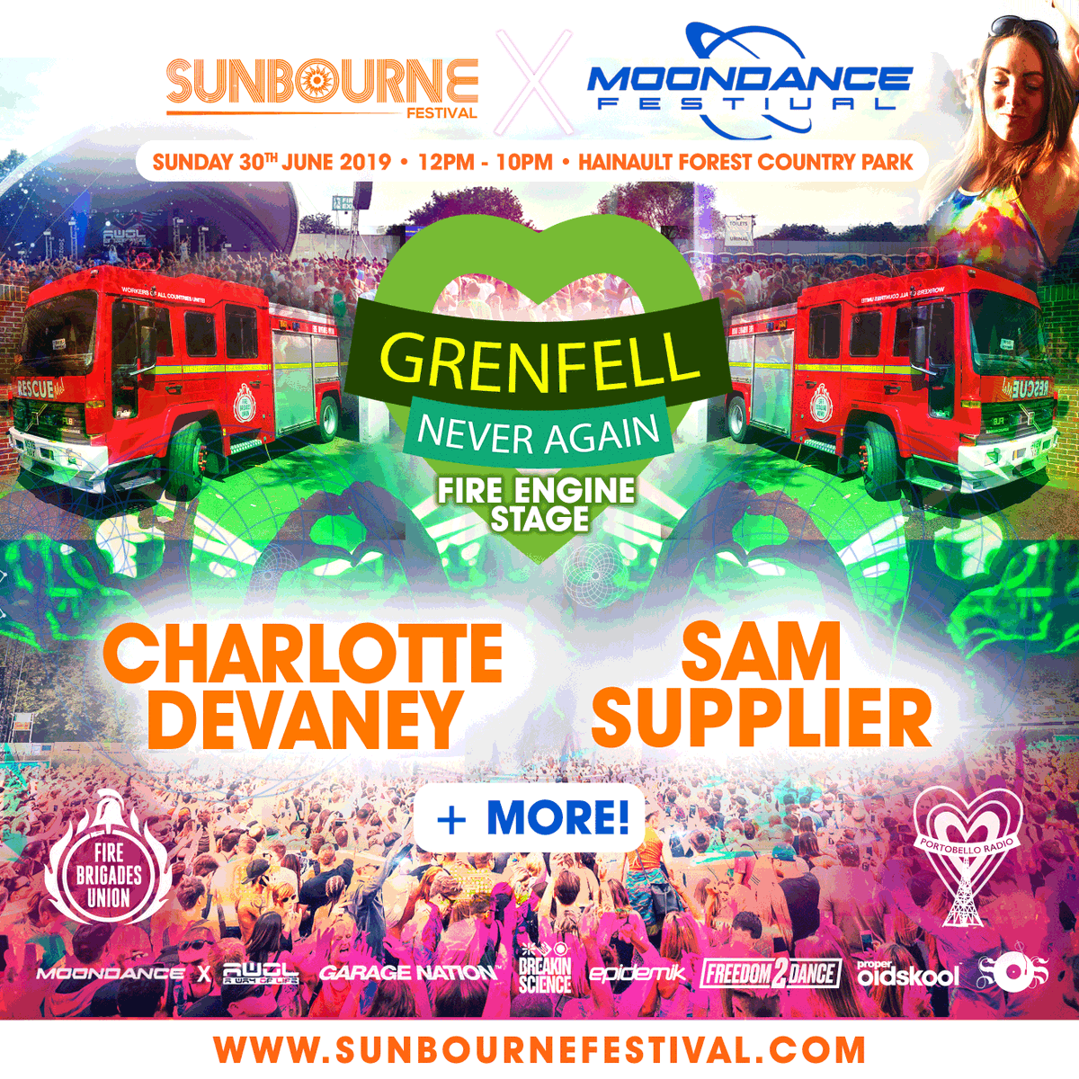 Sunbourne Festival (@sunbornfestival) on Twitter photo Catch <a href="/CharlottDevaney/">Charlotte Devaney</a> <a href="/SamSupplier/">SAM SUPPLIER</a> + more on the Grenfell Never Again Fire Engine Stage at Sunbourne x Moondance Festival 2019!
Final £30 tickets: sunbournefestival.com Catch <a href="/CharlottDevaney/">Charlotte Devaney</a> <a href="/SamSupplier/">SAM SUPPLIER</a> + more on the Grenfell Never Again Fire Engine Stage at Sunbourne x Moondance Festival 2019!
Final £30 tickets: sunbournefestival.com