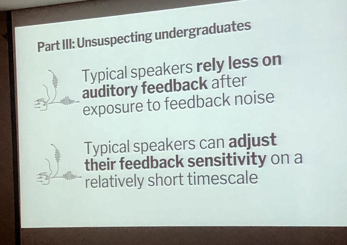 LizHellerMurray's tweet image. @carrieniziolek work shows that when you add sensory noise to the paradigm (change the environment) typical speakers will modulate reliance on auditory feedback.  #2019BSMCS