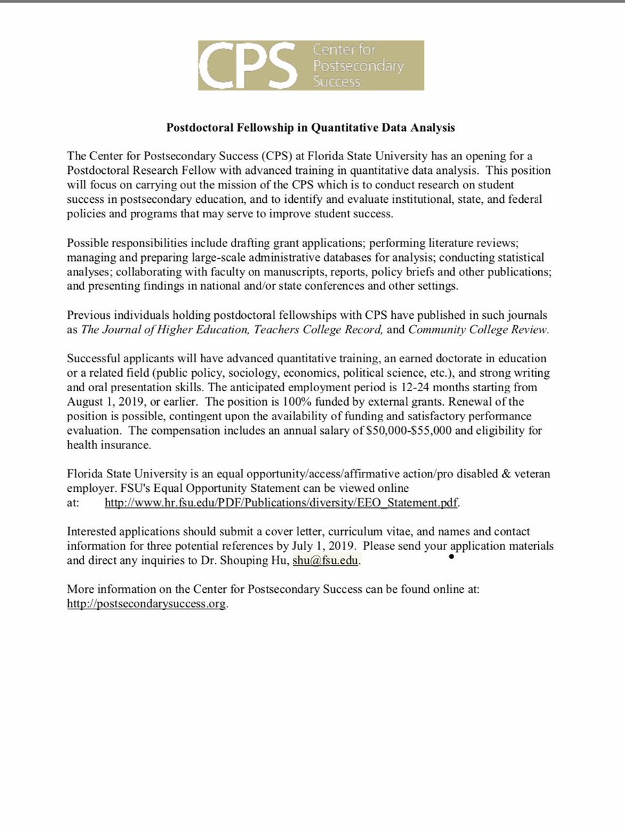 CPS is looking for a postdoctoral research fellow to join a collaborative and productive team to do research on student postsecondary success!