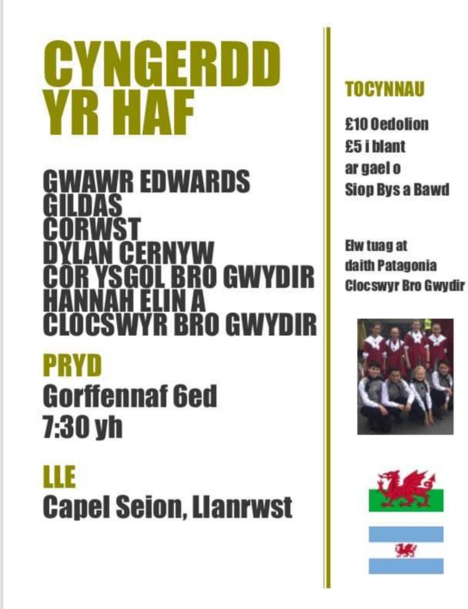 Dewch yn llu <a href="/carullanrwst/">Caru/Love Llanrwst</a> <a href="/YsgolBroGwydir/">Ysgol Bro Gwydir</a> @gildasmusic <a href="/gwawredwards/">Gwawr Edwards</a> <a href="/DylanCernyw/">Dylan Cernyw</a>