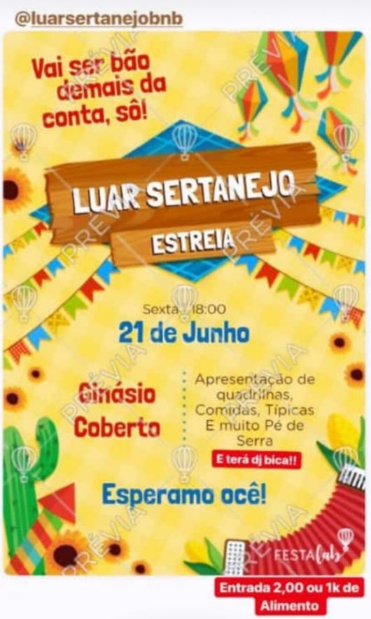 RogivanB's tweet photo. E hoje inicia-se o São João da Luar Sertanejo, e é com alegria que convidamos vc para a estreia que será hoje as 18:00. Vamos que vamos Luar Sertanejo
#Luarsertanejo
#SoumaisSãoJoão
#Tradiçãocomoatual https://t.co/cysC7oWeLE