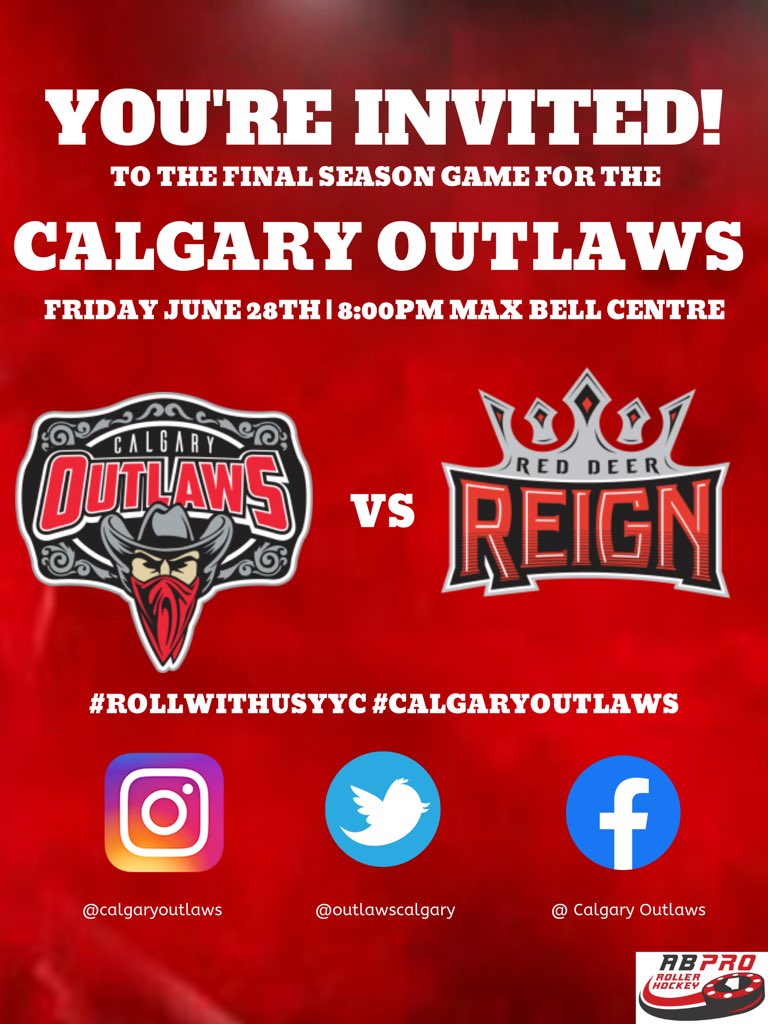 OutlawsCalgary's tweet image. Need plans on Friday of the long weekend?? The Calgary Outlaws have their last regular season game at Max Bell! Come out and show your support! 🤠🏒