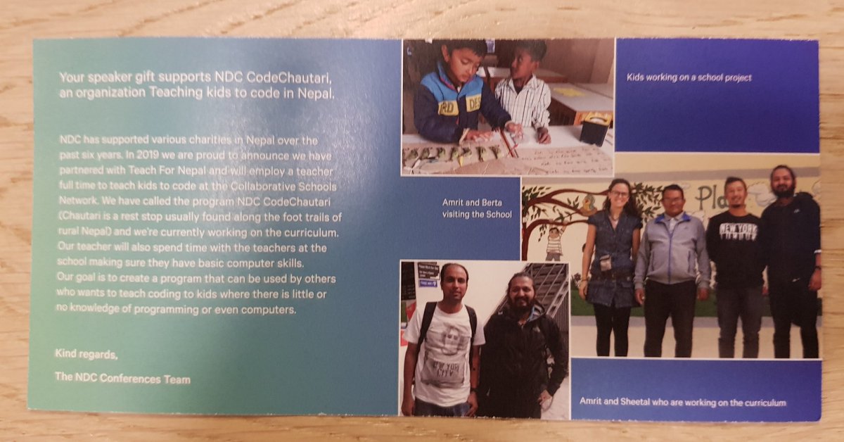 rauluka7's tweet photo. This is the best speakers gift I could get from @NDC_Conferences. It helps CodeChautari to teach kids about programming. Thank you! #NDCOslo #codechautari #charity https://t.co/hI1WwDl76a