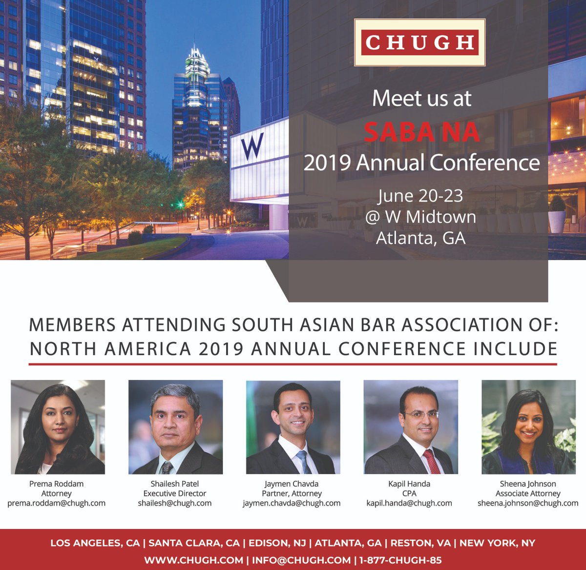 chughllp's tweet photo. Attending South Asian Bar Association Annual Conference? Stop by our booth and meet our team!
#SABANA #SouthAsianBarAssociation #Lawyers #ChughLLP https://t.co/AzfbbOuFky