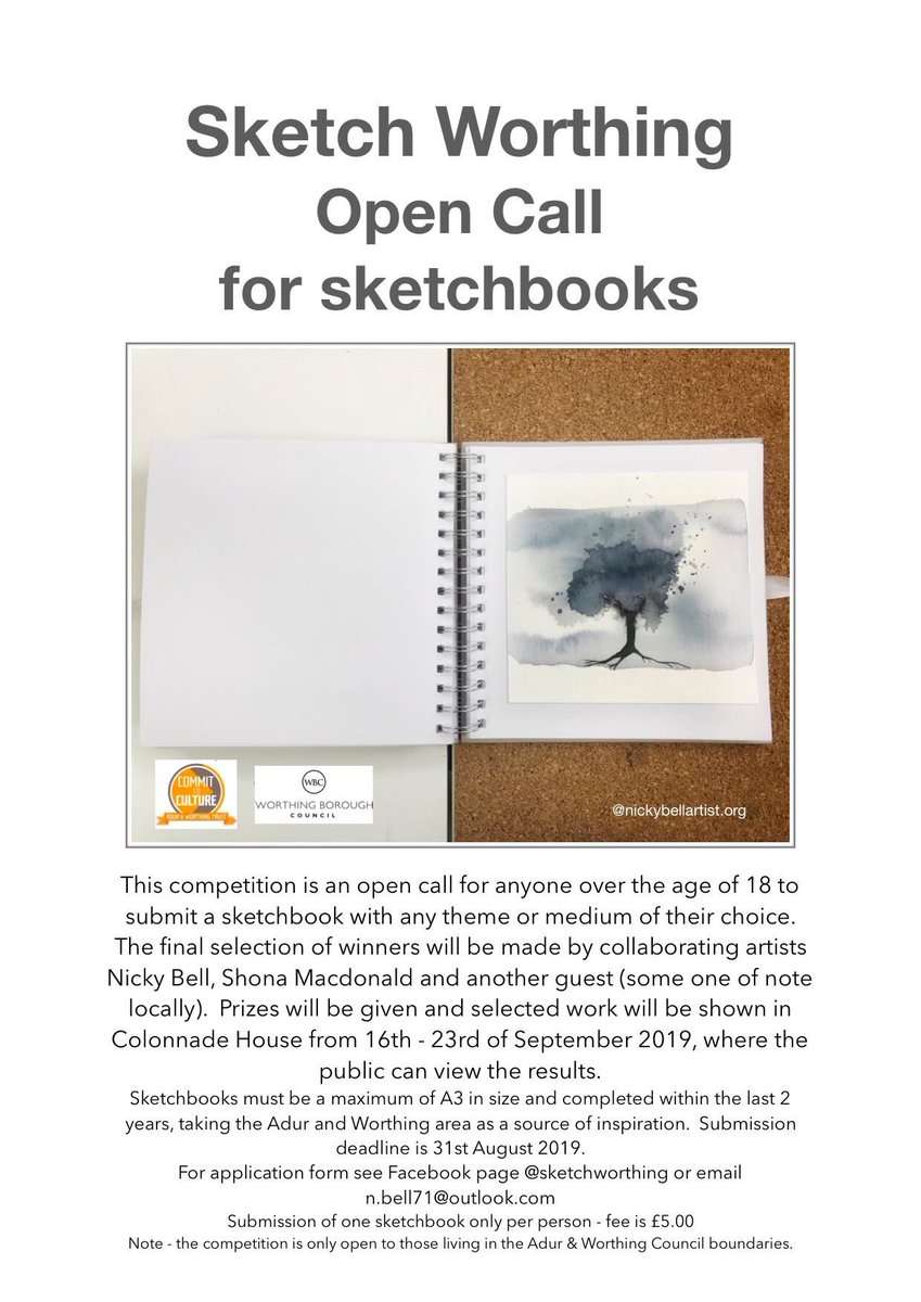 nb71arty's tweet photo. Open call for sketchbooks! This is a community based project I was lucky to get a funding bid for from @adurandworthing #creativecomissions #artcompetition #Worthing see image for details ... https://t.co/erBJrFGVWk