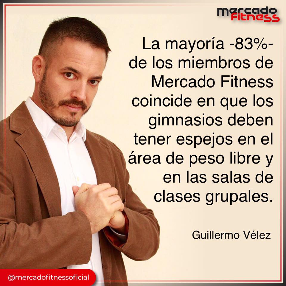 MercadoFitness's tweet photo. La mayoría -83%- de los miembros de #MercadoFitness coincide en que los #gimnasios deben tener espejos en el área de peso libre y en la sala de clases grupales. Guillermo Vélez @mfeditor 
Encuesta realizada en https://t.co/8LLRt5NH8r de la que participaron 465 miembros. https://t.co/EySeobn7XA