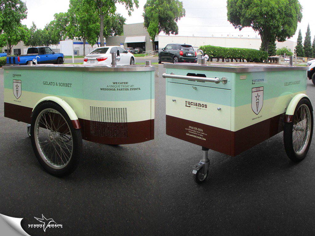 VehicleWrapsInc's tweet image. Celebrate old fashioned charm with this classic @lucianosscoop cart - premium gelato delivery and catering. #2019wrapped #sacramento #trailerwraps #specialtywrap #sacbusiness #trailer #vehiclewrapsinc #3M #3Mcertified #uasg