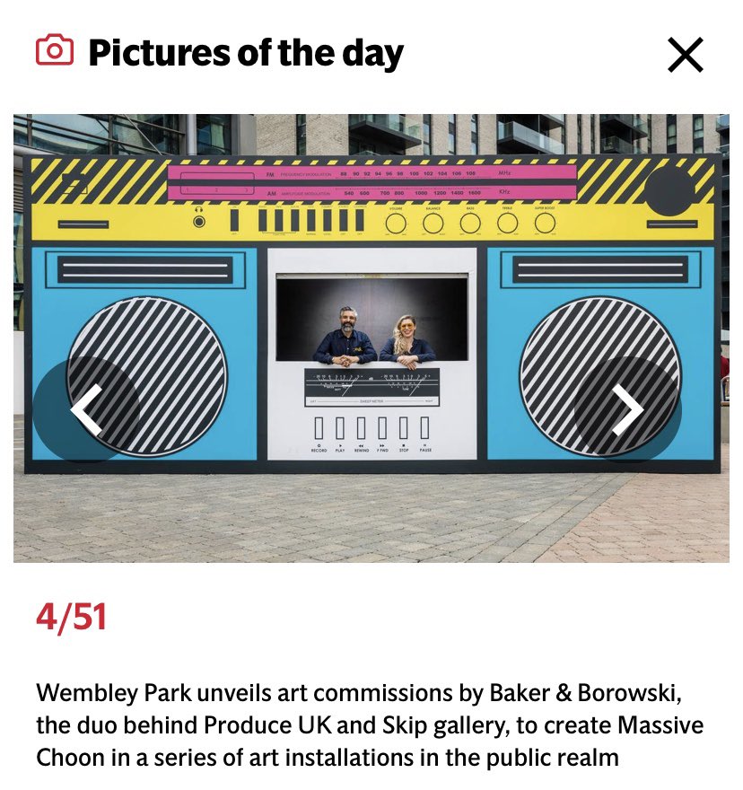 WembleyParkLDN's tweet image. Delighted to have our Massive Choon featured in today’s @EveningStandard pictures of the day! Find our series of installations by @ProduceUK across the neighbourhood this summer in #WembleyPark! 🙌🏼🎶