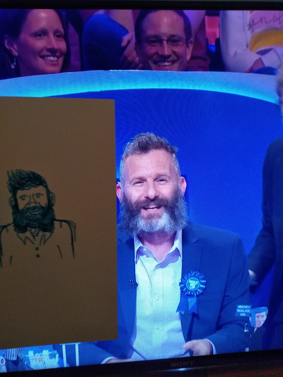 Loving the beard portrait drawn by my 11 yr old daughter Shaila in Ramsgate #thelastleg