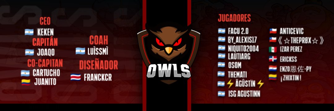 Queremos anunciar nuestro staff y jugadores que van a estar representando a Owls en las grandes ligas que estamos inscriptos🔥💪 van a dejar a Owls en lo alto 🦉. #GoOwls