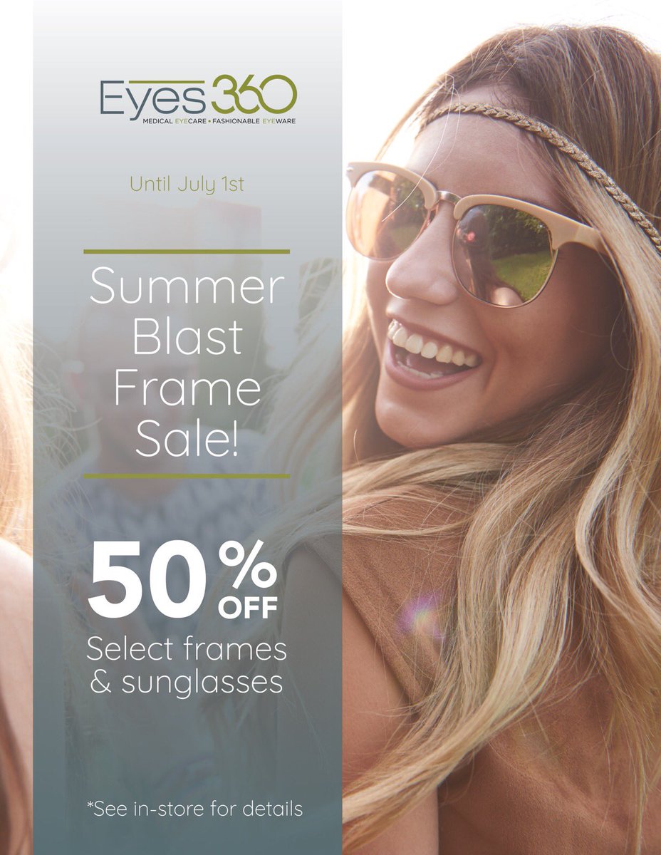 If you’ve been thinking about getting new glasses or sunglasses, now is the time to stop in at one of our locations!😎 Check out our sale selection before the end of the month. 🤓#eyes360 #optometry #sale #uvprotection  #sunnies #nanton #okotoks #highriver #vulcan #summerblast