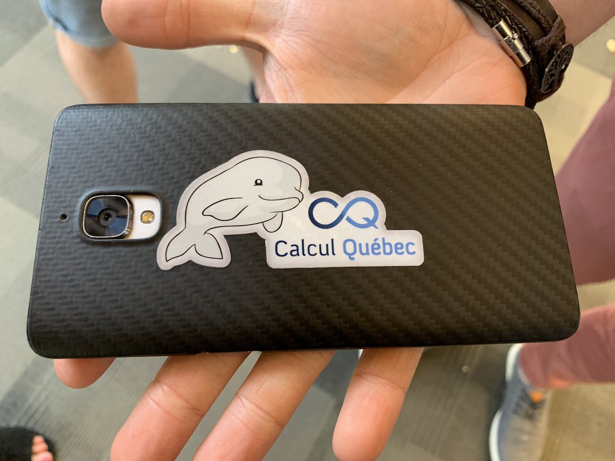 stephstewart's tweet photo. I saw some cool laptop & phone stickers during #canheitarc2019 but this one from @CalculQ is hands down the best one. Any chance of a series for all of the systems, @ComputeCanada? A #supercomputercedar laptop sticker would be awesome. 😁 @SFUResearch @sfu_it @WestGrid https://t.co/LcEBYBzZiT