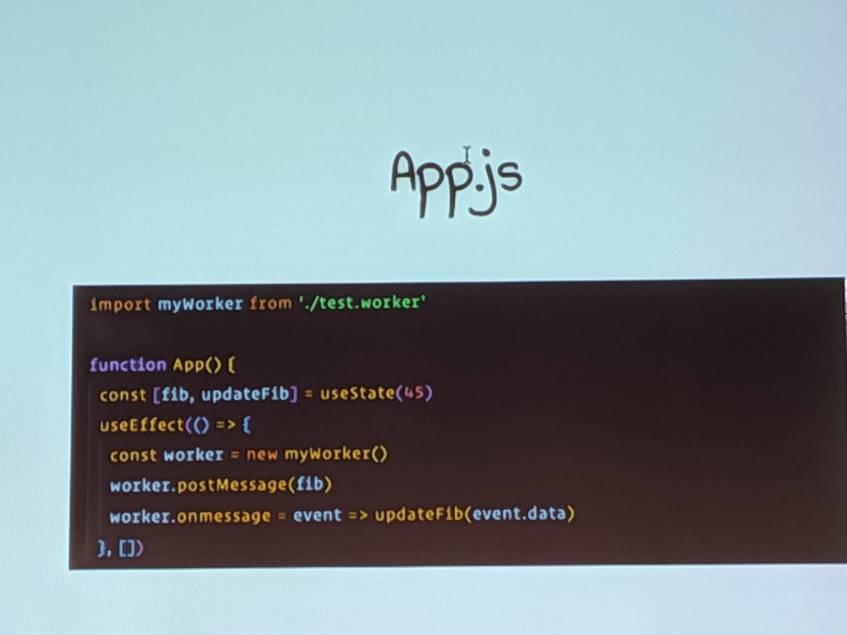JoshuaKGoldberg's tweet image. @iamtylerwclark this is so pristine. So pure. I love it ๐๐๐๐
Teeny React Hook to use a worker. Wow.
#ReactLoop19