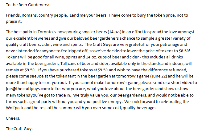 Dearest Beer Gardeners 👇🍻🏉