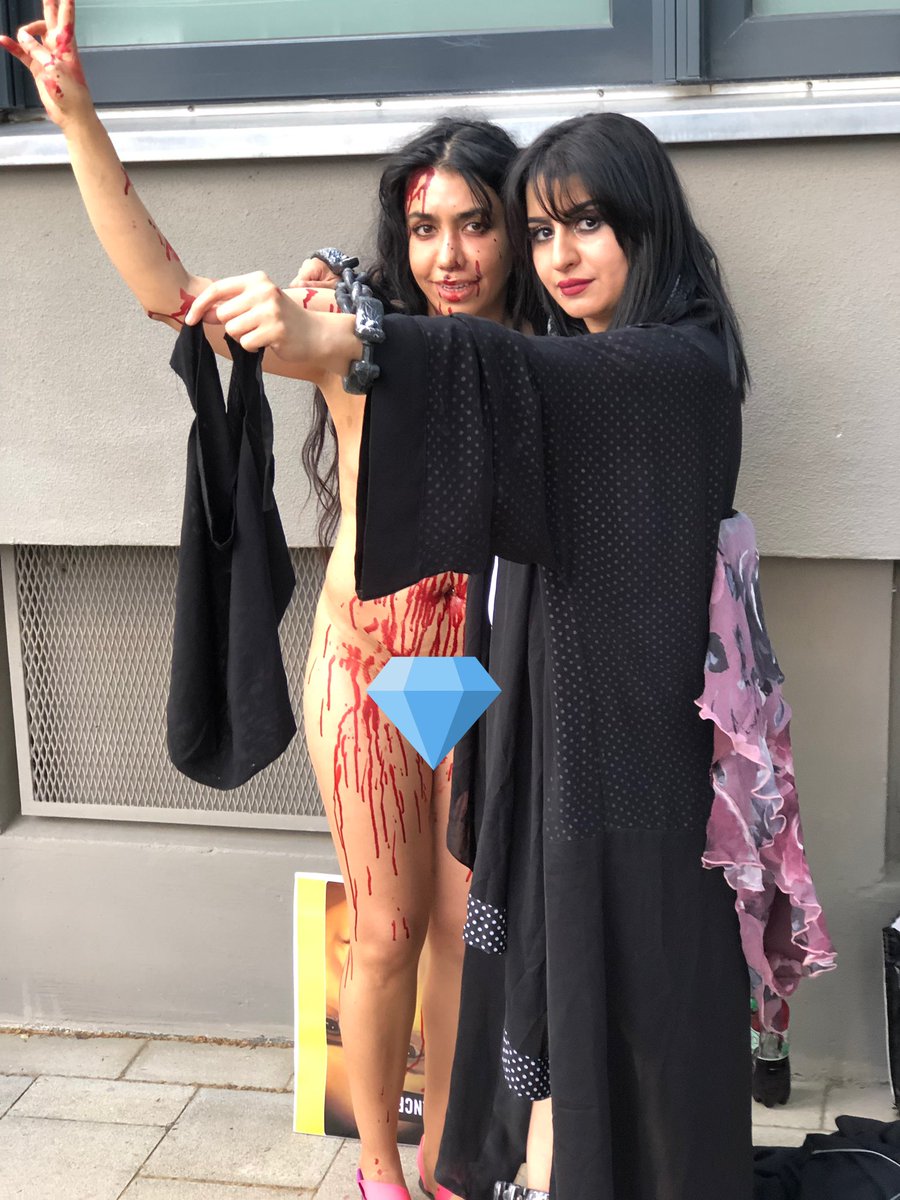 lovhum's tweet photo. Demonstration against full veiling today in Germany, a strong Iranian women and Saudi women were side by side supporting each other today, we are very sorry to see some people supporting niqab ( our pain ).

In Germany, we have the right to live freely with our identity. https://t.co/OgfePvyE76
