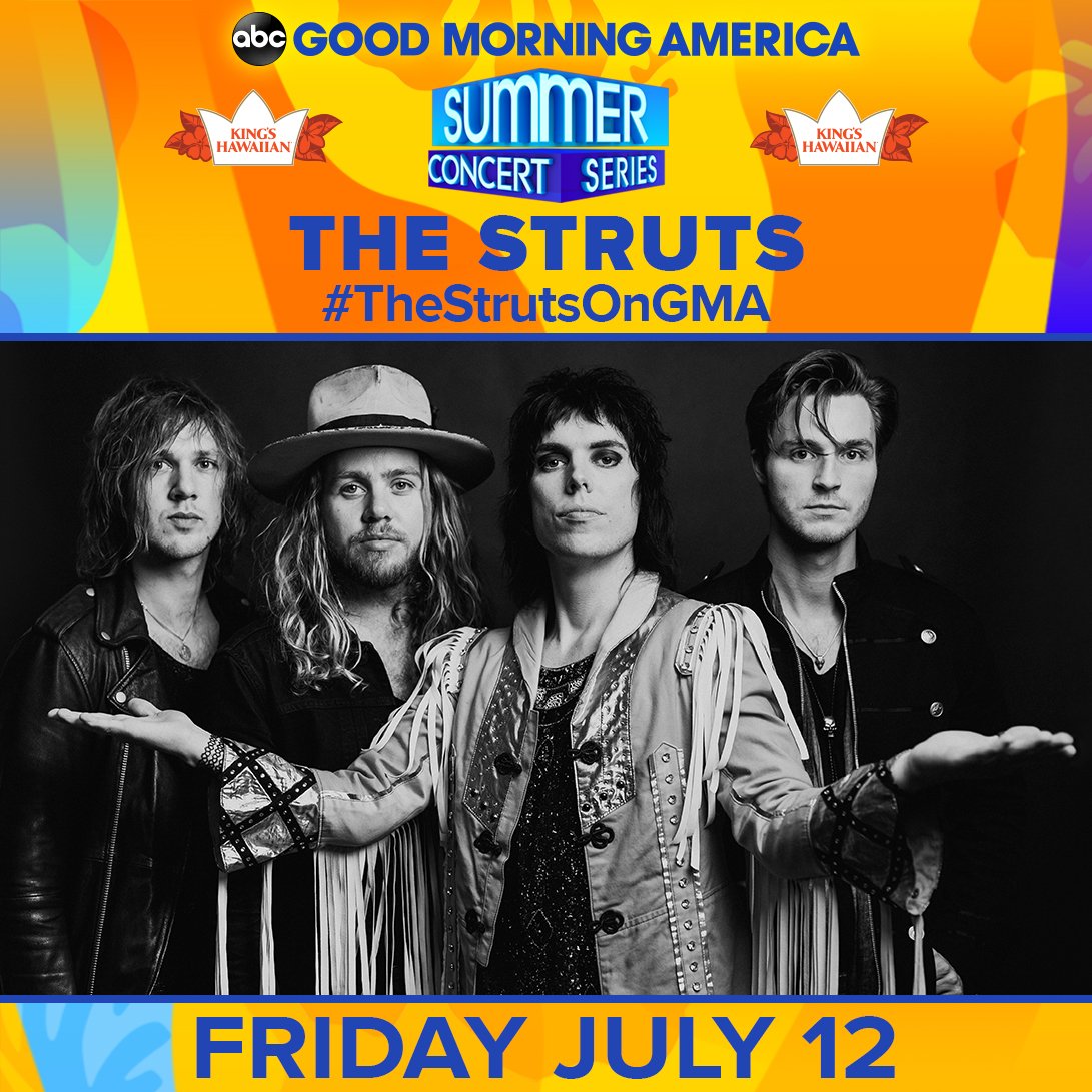 The Struts (@thestruts) on Twitter photo In just a couple of weeks we are taking over Central Park in NYC for a FREE show for <a href="/GMA/">Good Morning America</a>'s Summer Concert Series! Want to join us? Head over to smarturl.it/TheStrutsOnGMA In just a couple of weeks we are taking over Central Park in NYC for a FREE show for <a href="/GMA/">Good Morning America</a>'s Summer Concert Series! Want to join us? Head over to smarturl.it/TheStrutsOnGMA