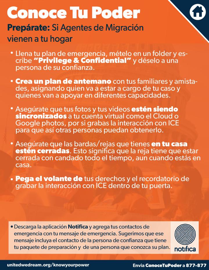 United We Dream On Twitter We Have More Detailed Information In English And Spanish On How To Prepare Yourself And How To Defend Yourself At Home From Immigration Agents Download These Graphics