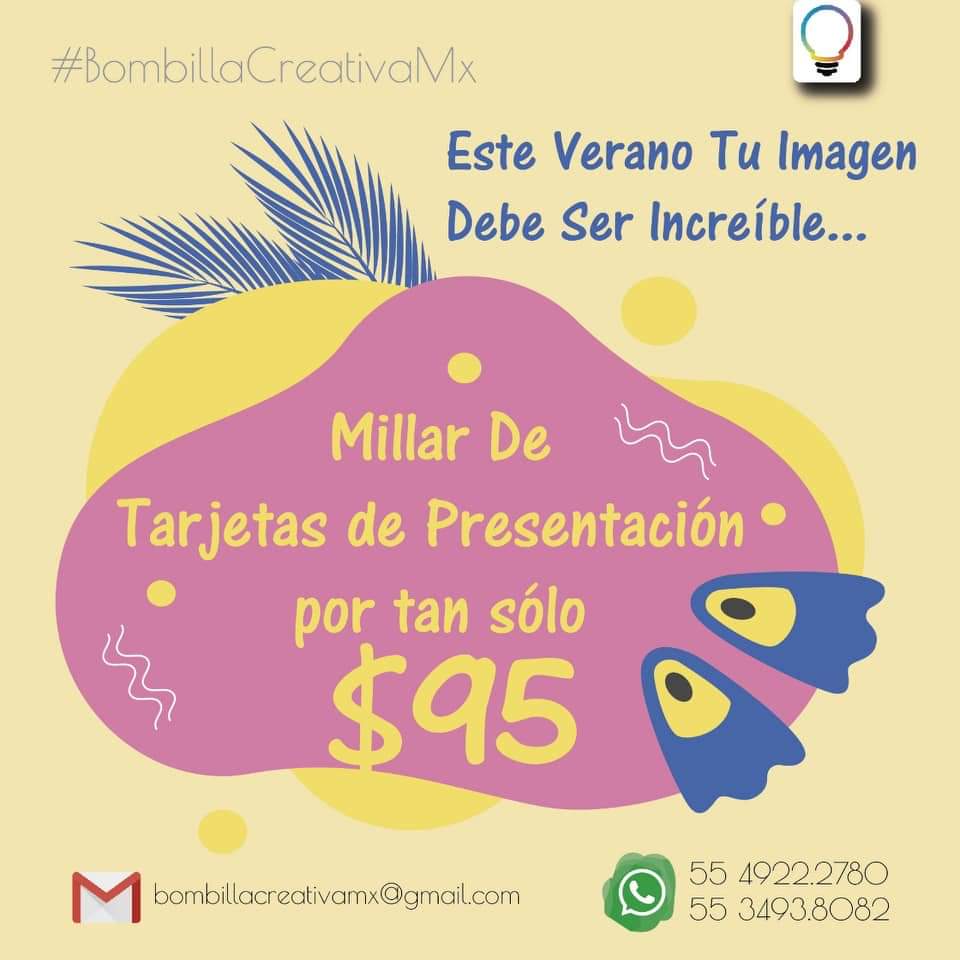 MxBombilla's tweet photo. Este verano, tu imagen debe de ser increíble. Contáctanos y aprovecha estos precios para dar vida a tu empresa. 😉💡 #Verano #Oferta #MarketingYPublicidad #Imagen #BombillaCreativaMx https://t.co/opmVLas4rJ