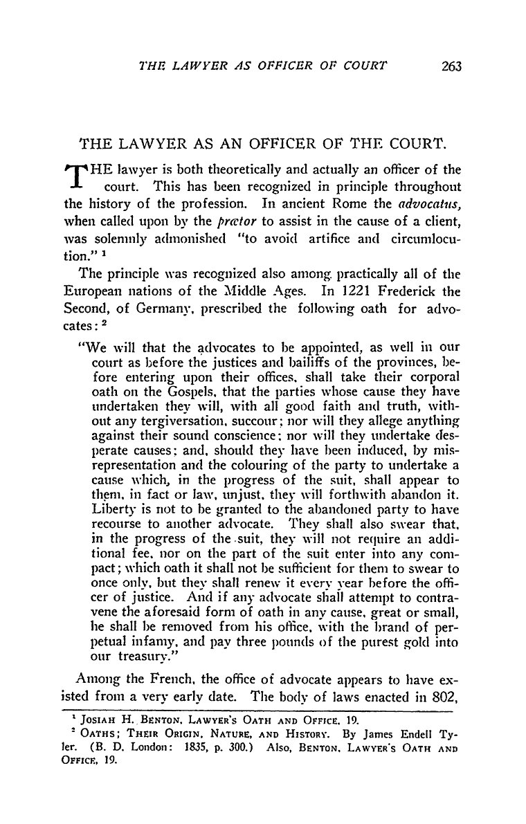 "The Lawyer as an Officer of the Court"
by EW Timberlake · 1925