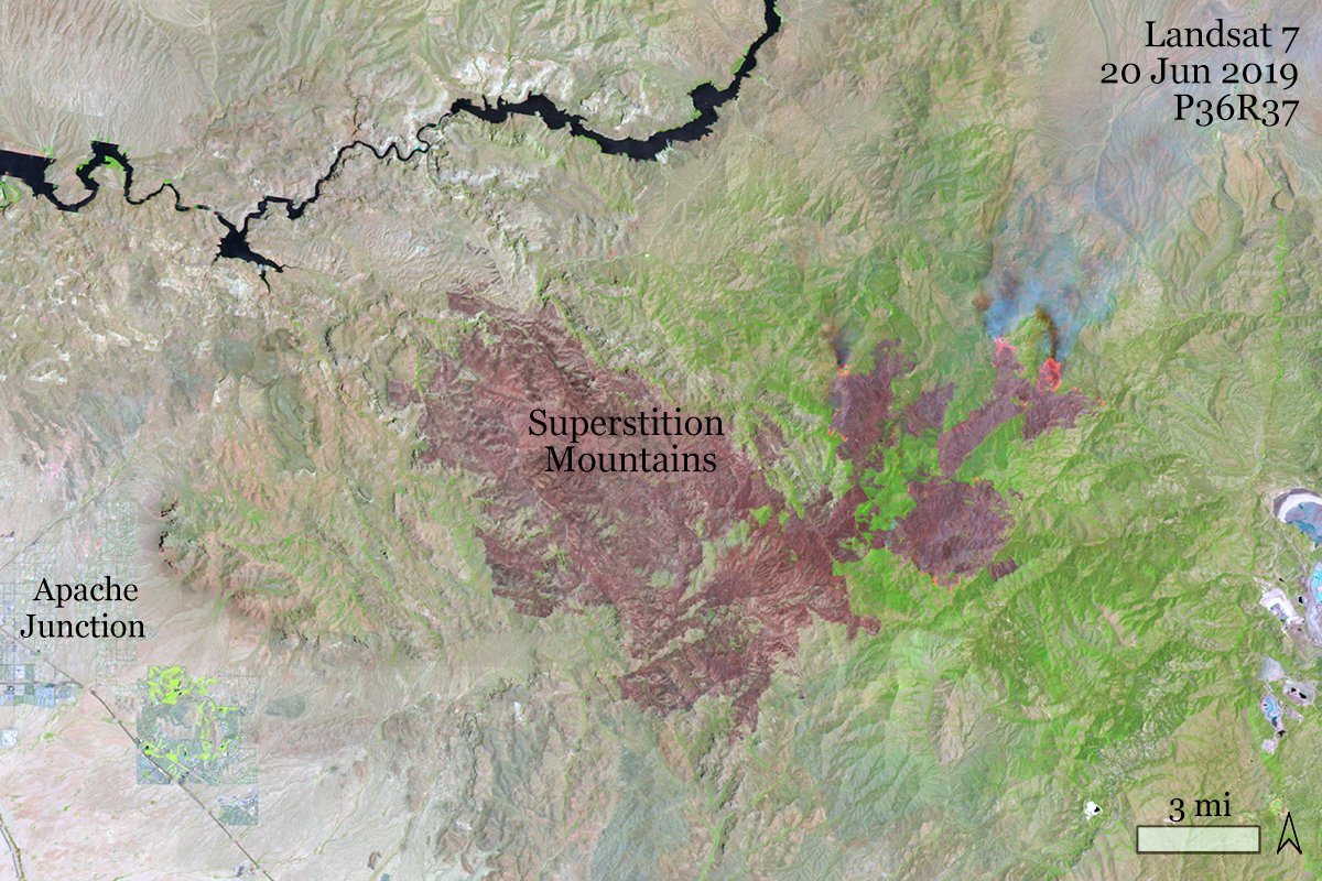 Landsat image of the Woodbury Fire