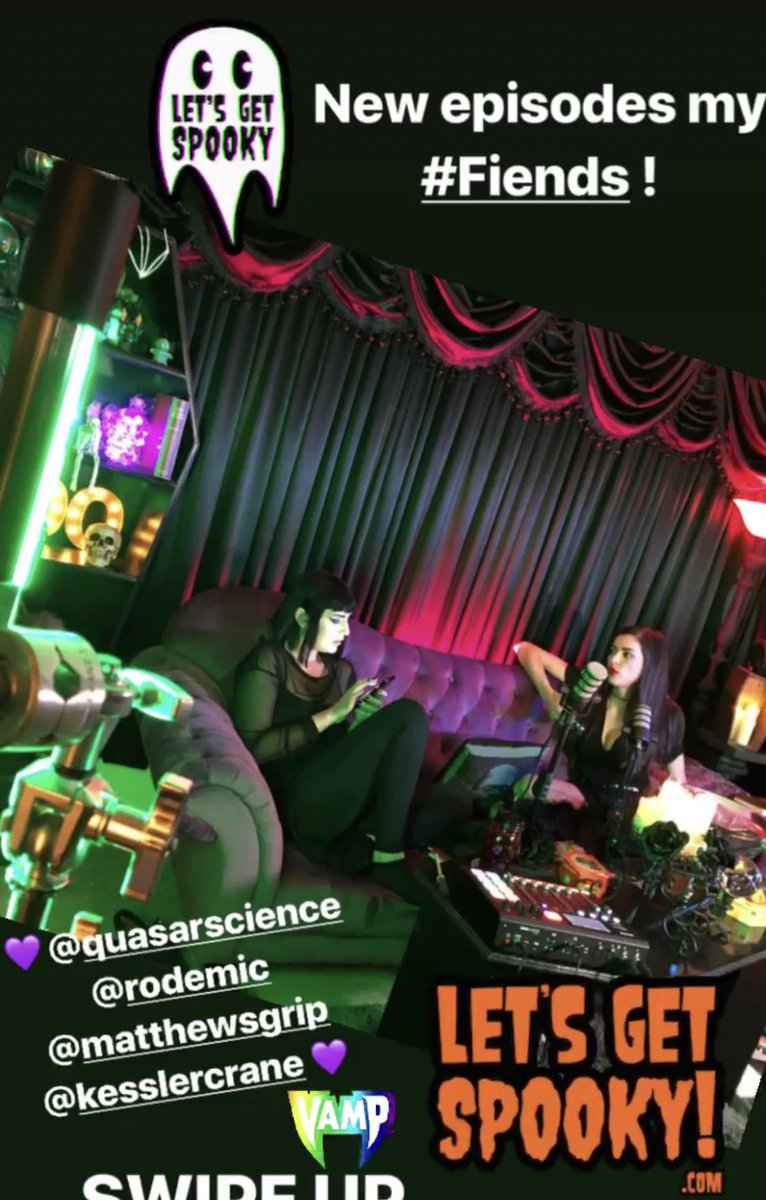 Vamp's tweet image. What are your plans for the weekend my #Fiends !?!
Make sure to tune in to LETSGETSPOOKY.com 👻💜
Subscribe and show some love!
💜Love these peeps @rodemics @MatthewsGrip @KesslerCrane @Prompter_People @FloLights