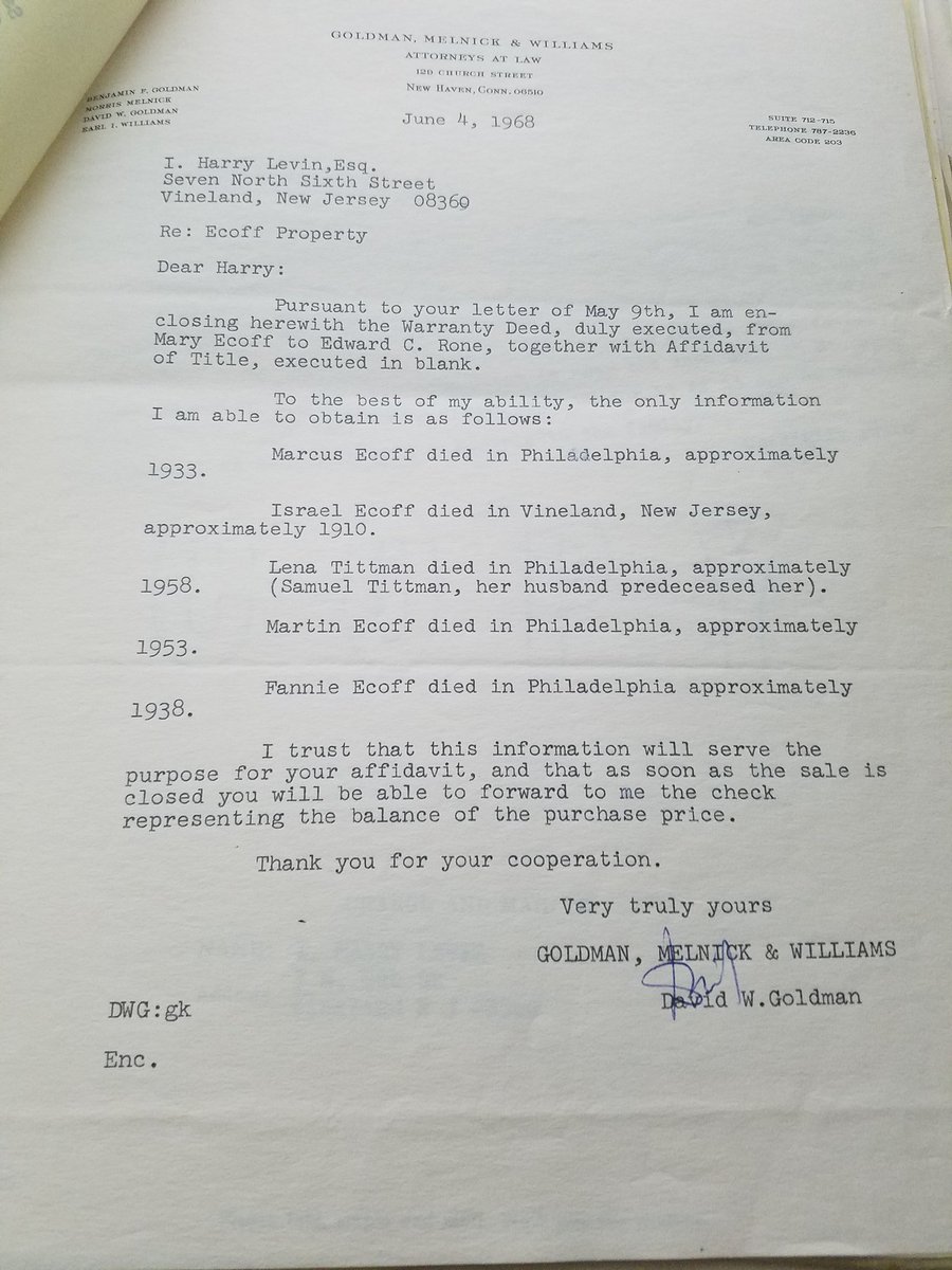 GeneaVlogger's tweet photo. My newest video discusses how I was able to get ahold of letters, such as this, discussing my family's land in #TheAllianceColony. #Genealogy #JewishGenealogy #Vineland #PropertyDeeds
https://t.co/gA7TQIFRXw https://t.co/AeF5Vy5cu3