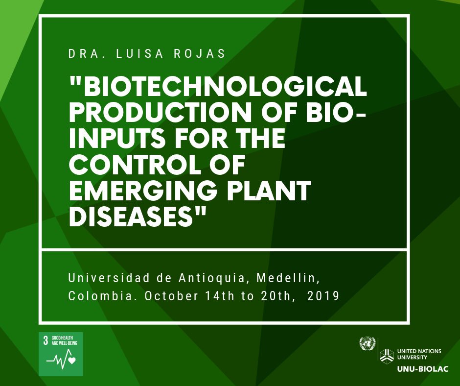 BioaliC's tweet photo. La red BIOALI participará en el curso "Biotechnological production of bioinputs for the control of emerging plant diseases" UNU-BIOLAC y organizado por Luisa Rojas, miembro de nuestra red. Medellín entre los días 14 al 20 de octubre de 2019.    #Bioali #Cyted #Biotecnologia https://t.co/fAidivBEx9