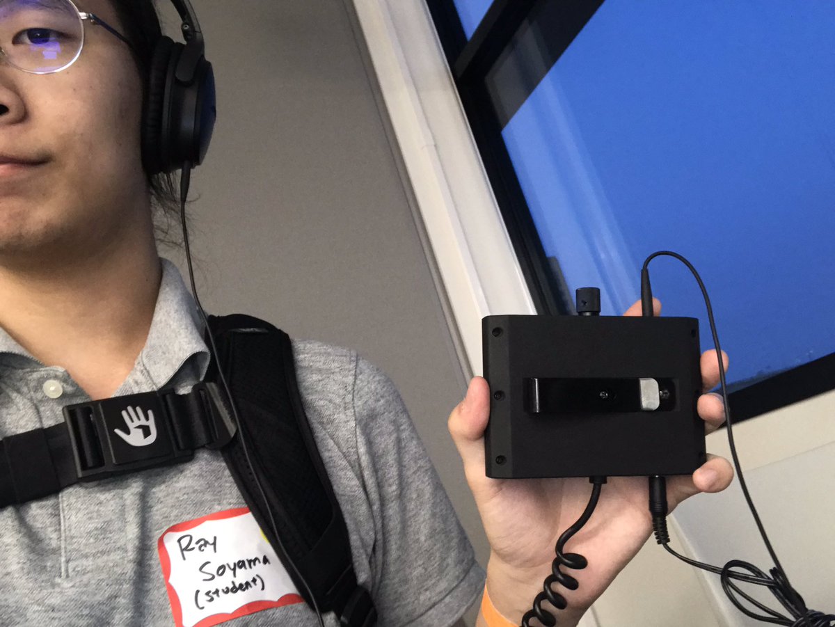 RaySoyama's tweet photo. Trying out the @SUBPAC for the first time at the #SeattleVR hackathon! https://t.co/yfdliaRwG9