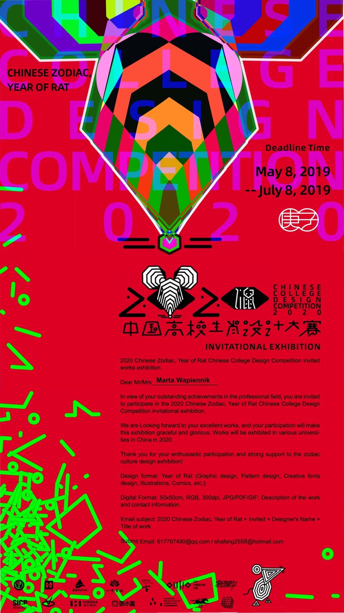 MartaWapiennik's tweet photo. I got invitation #poster #china #exhibition #zodiac #rat #year2020 https://t.co/1JRgWyWpfm